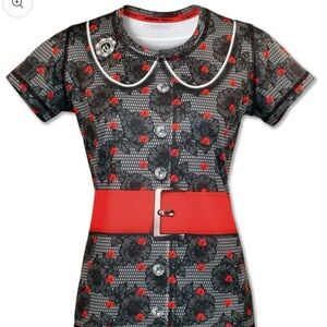 INKnBURN Black and Red Floral Lace Tee